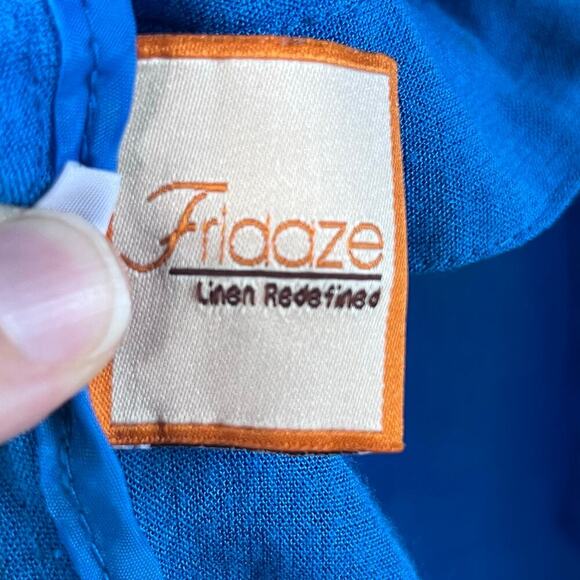 Fridaze Women's Royal Blue 100% Linen Button Front Top Size S - Picture 8 of 10